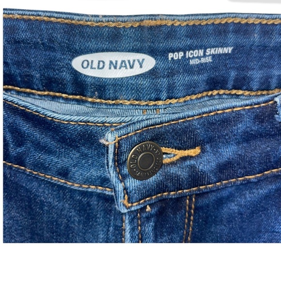 OLD NAVY Blue Distressed Pop Icon Skinny Mid-Rise Jeans 10 Long - Picture 5 of 6
